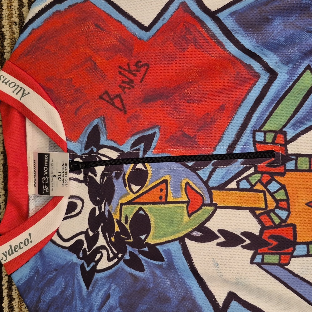 VOMAX x Vergie Banks Art Signed Red White Polyester Womens Cycling Jersey‎ 5 XL - Picture 2 of 11